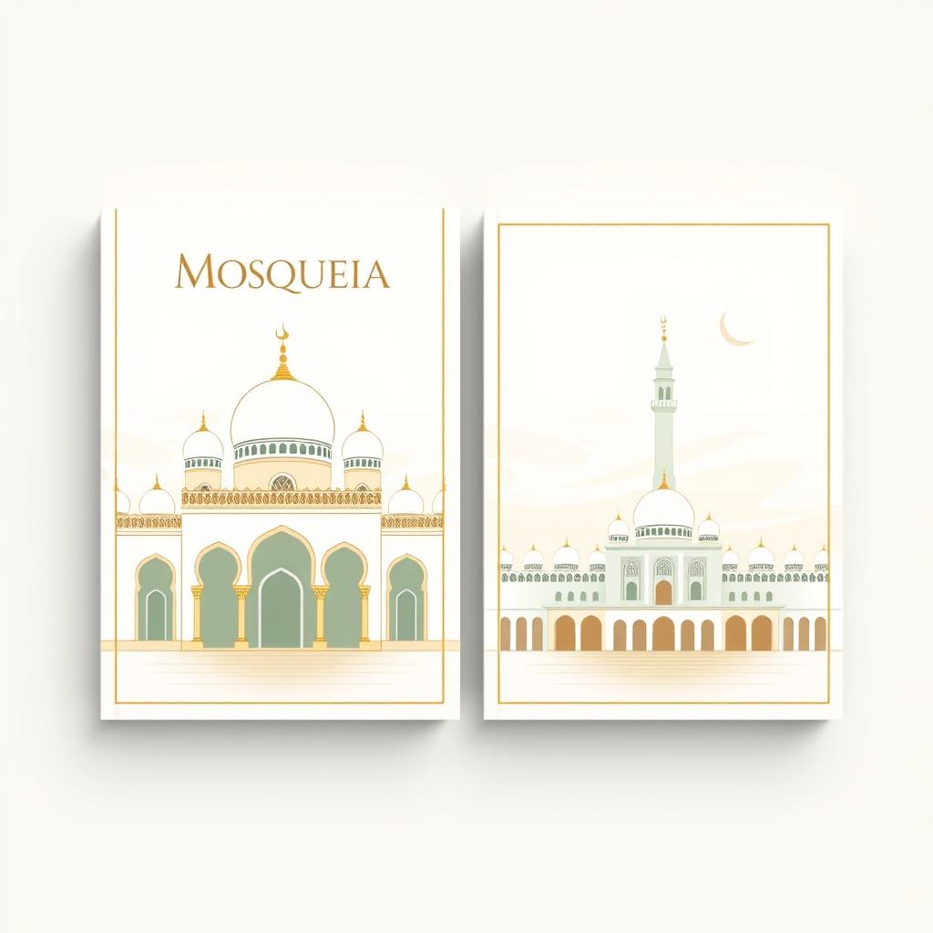 a book cover featuring a simple and classic mosque illustration with an Islamic feel