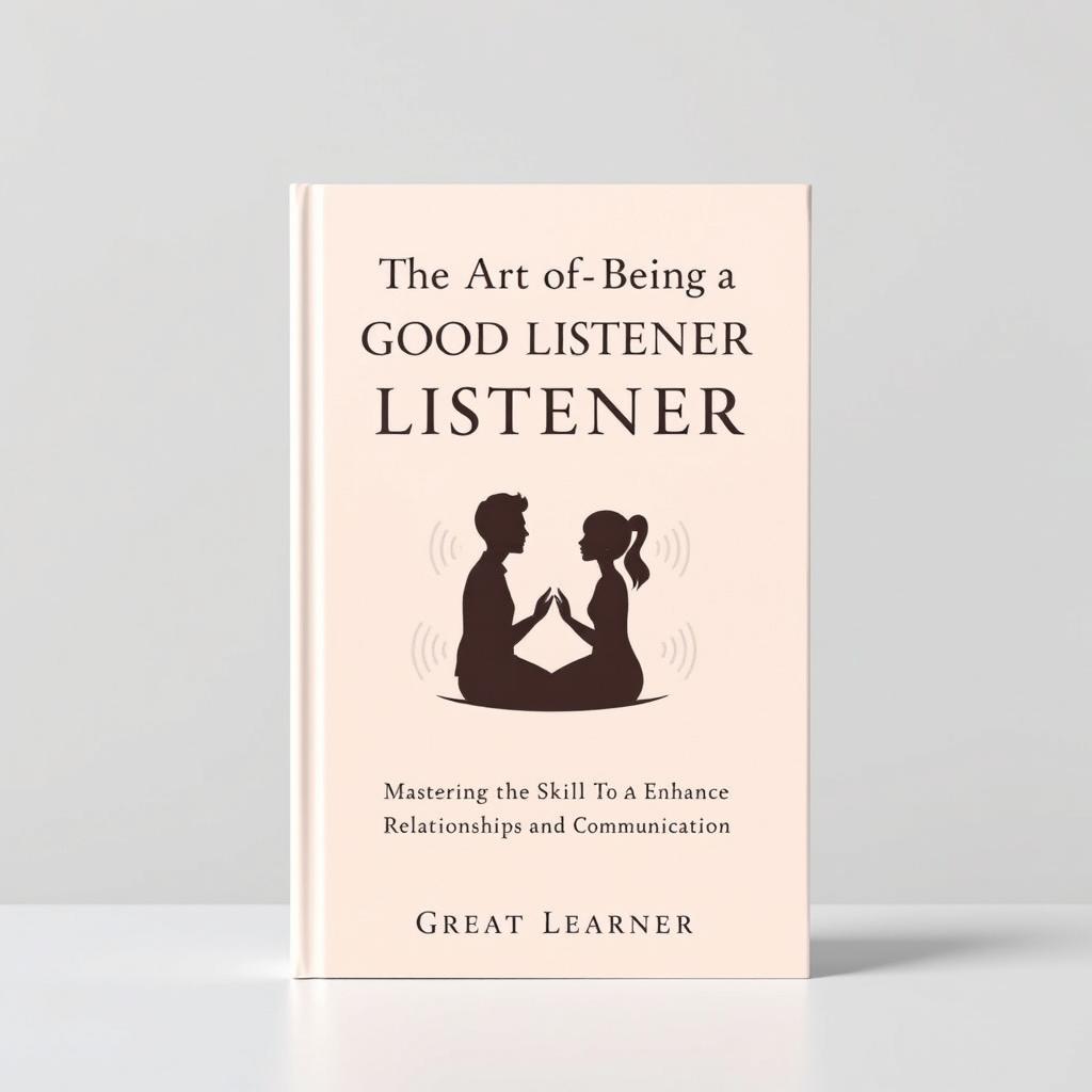 A sophisticated and elegant book cover design titled 'The Art of Being a Good Listener' by Great Learner