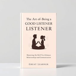 A sophisticated and elegant book cover design titled 'The Art of Being a Good Listener' by Great Learner