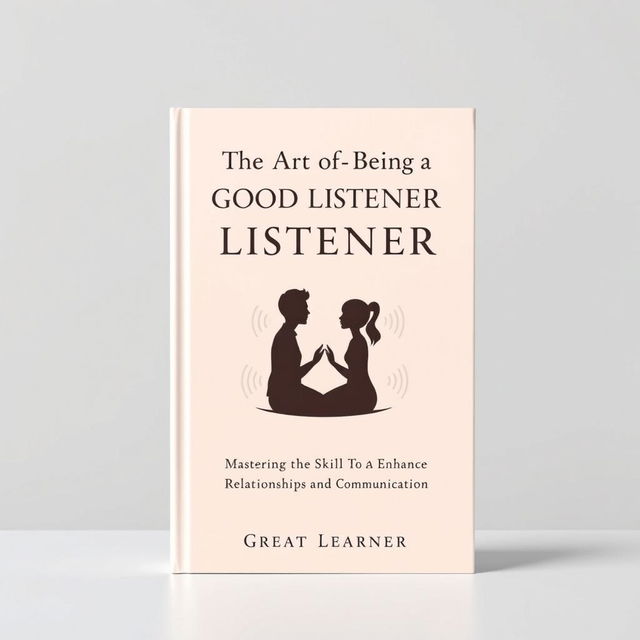 A sophisticated and elegant book cover design titled 'The Art of Being a Good Listener' by Great Learner