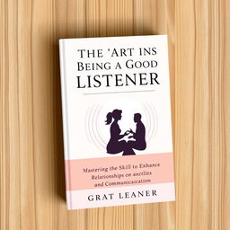 A sophisticated and elegant book cover design titled 'The Art of Being a Good Listener' by Great Learner