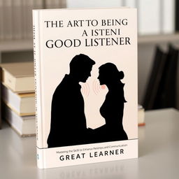 A sophisticated and elegant book cover design titled 'The Art of Being a Good Listener' by Great Learner