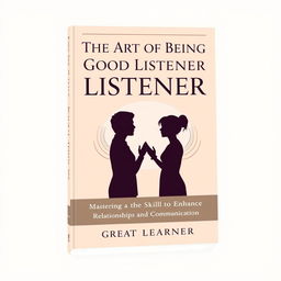 A sophisticated and elegant book cover design titled 'The Art of Being a Good Listener' by Great Learner