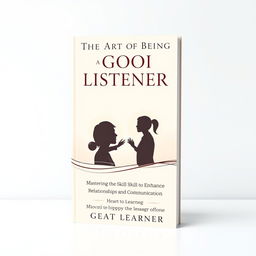 A sophisticated and elegant book cover design titled 'The Art of Being a Good Listener' by Great Learner