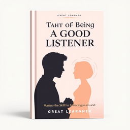 A sophisticated and elegant book cover design titled 'The Art of Being a Good Listener' by Great Learner