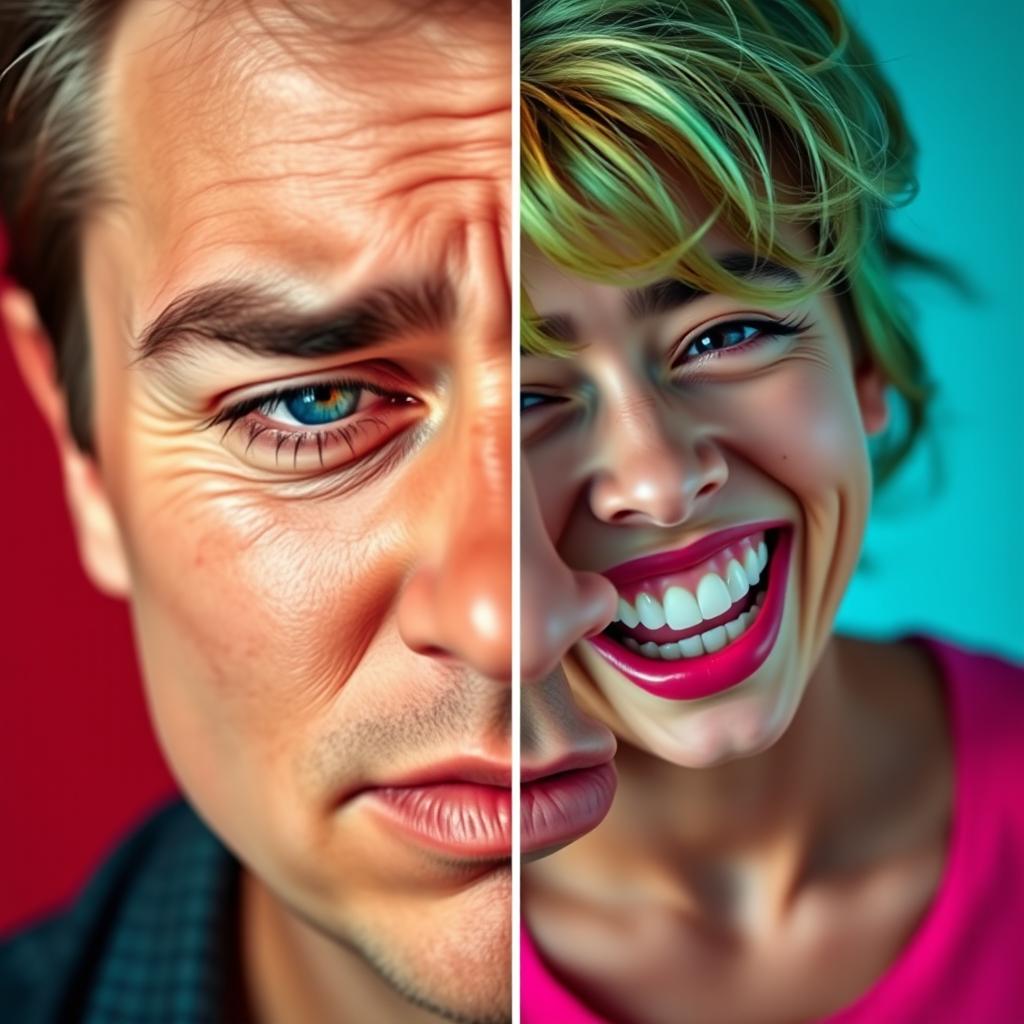 A split image depicting a tired person with notable eye bags on the left, contrasted with an energetic person smiling on the right