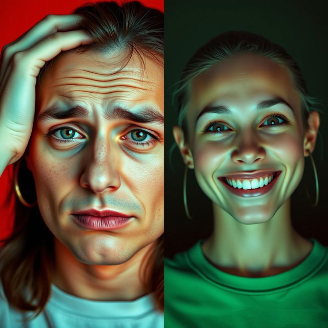 A split-image featuring a two diverse individuals on either side