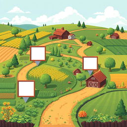 A pixel art roadmap for app development, designed in an agricultural style with plants