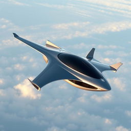 A flying car designed and manufactured in Ukraine, soaring through the skies with a sleek and futuristic design