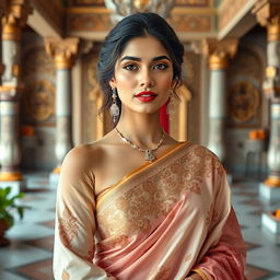 A stunning Indian ethnicity Instagram model exuding elegance and grace, with a sophisticated and refined appearance