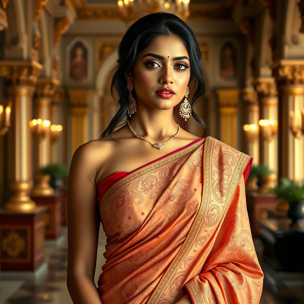 A stunning Indian ethnicity Instagram model exuding elegance and grace, with a sophisticated and refined appearance