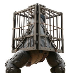 A 2-meter tall cage designed to attach to the back of a giant creature