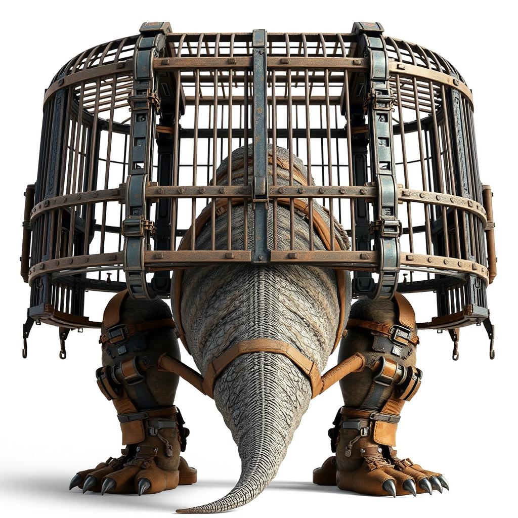 A 2-meter tall cage designed to attach to the back of a giant creature