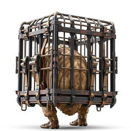 A 2-meter tall cage designed to attach to the back of a giant creature