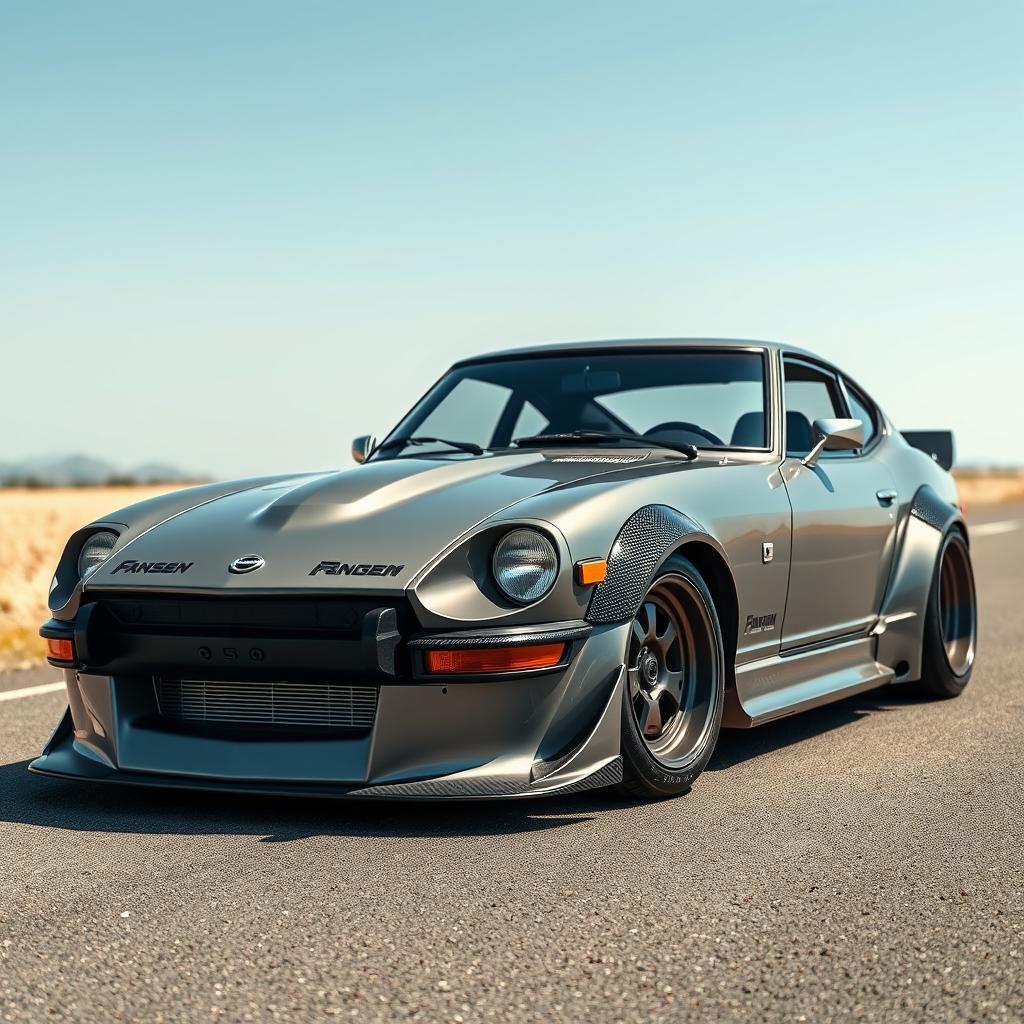 a high-resolution Nissan Datsun 240Z featuring a firelafy Pandem bodykit