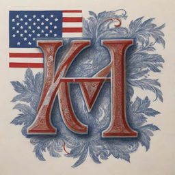 The initials 'D.W.' illustrated in an elaborate and patriotic style, interwoven with elements of the American flag and iconic US symbols.