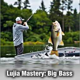 A man wearing a gray fishing jersey stands on a boat, casting his fishing rod into the water with intense focus