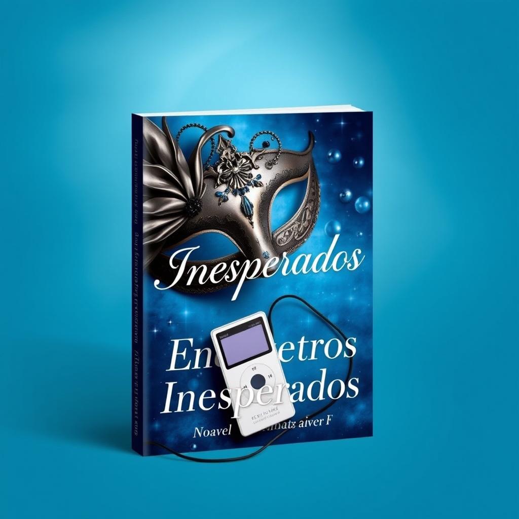 Book cover design for the novel "Encuentros Inesperados" featuring celestial blue tones