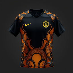 A black and gold soccer jersey inspired by the sunset, designed by Nike