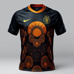 A black and gold soccer jersey inspired by the sunset, designed by Nike