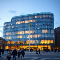 An office building uniquely designed so that its shape resembles the map of Ukraine