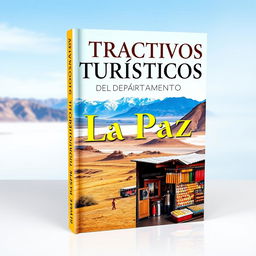 A book cover design for a travel guide titled 'ATRACTIVOS TURÍSTICOS DEL DEPARTAMENTO DE LA PAZ'