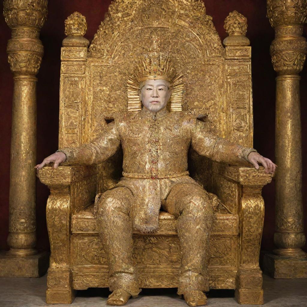 A majestic figure seated regally on a golden throne