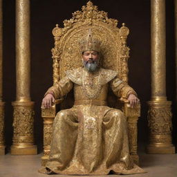 A majestic figure seated regally on a golden throne