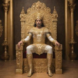 A majestic figure seated regally on a golden throne