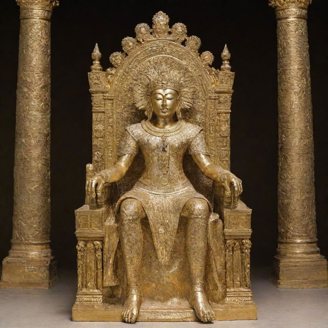 A majestic figure seated regally on a golden throne