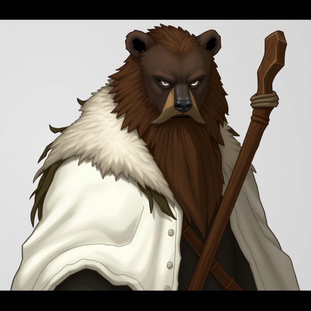 A shifter druid inspired by a bear and Jaygarcia Saturn from One Piece