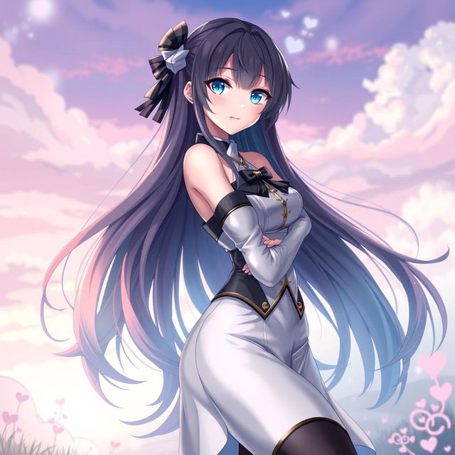 A beautiful and alluring waifu character, with long flowing hair, captivating eyes, and an enchanting smile