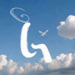 Create an image that represents beautifully handwritten alphabet letters soaring high in the sky, symbolizing freedom and creativity.