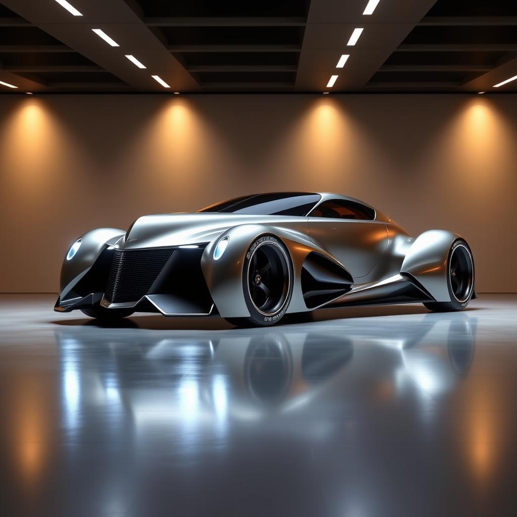 A futuristic supercar inspired by a 1940 Cadillac Coupe, reimagined as a cutting-edge concept car by the esteemed designer Khyzyl Saleem