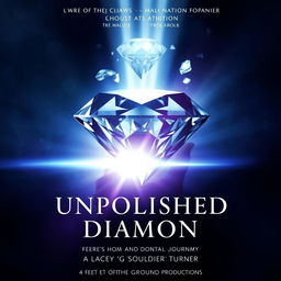 A poignant movie poster for the drama film "Unpolished Diamond", centered around the life journey of a black woman overcoming trauma and obstacles from childhood to adulthood