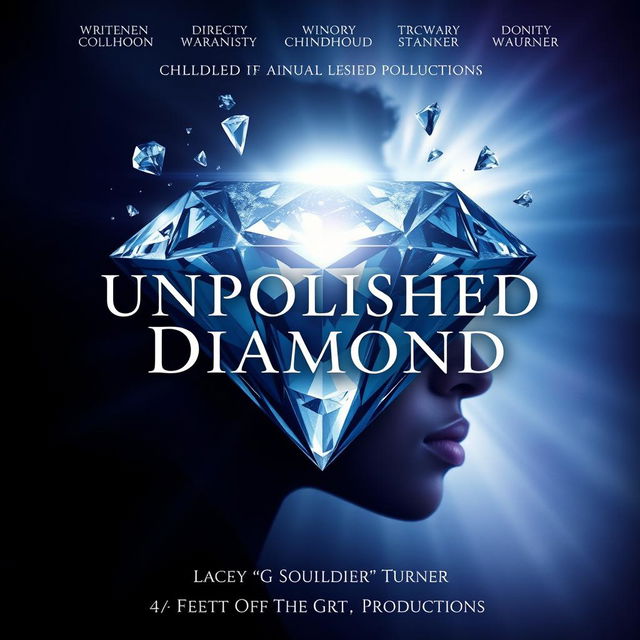 A poignant movie poster for the drama film "Unpolished Diamond", centered around the life journey of a black woman overcoming trauma and obstacles from childhood to adulthood