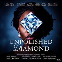 A captivating movie poster for the drama film "Unpolished Diamond", focusing on the journey of a black woman facing trauma and obstacles from childhood to adulthood