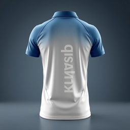 An individual sporty polo shirt focusing on the back design, showcasing the branding of a company