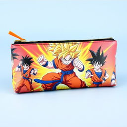 An individually designed pencil case featuring a vibrant and dynamic image of Goku from Dragon Ball