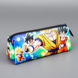 An individually designed pencil case featuring a vibrant and dynamic image of Goku from Dragon Ball