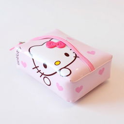 A cute Hello Kitty pencil case, featuring the iconic Hello Kitty character in a cheerful and playful pose