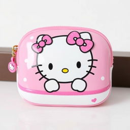 A cute Hello Kitty pencil case, featuring the iconic Hello Kitty character in a cheerful and playful pose