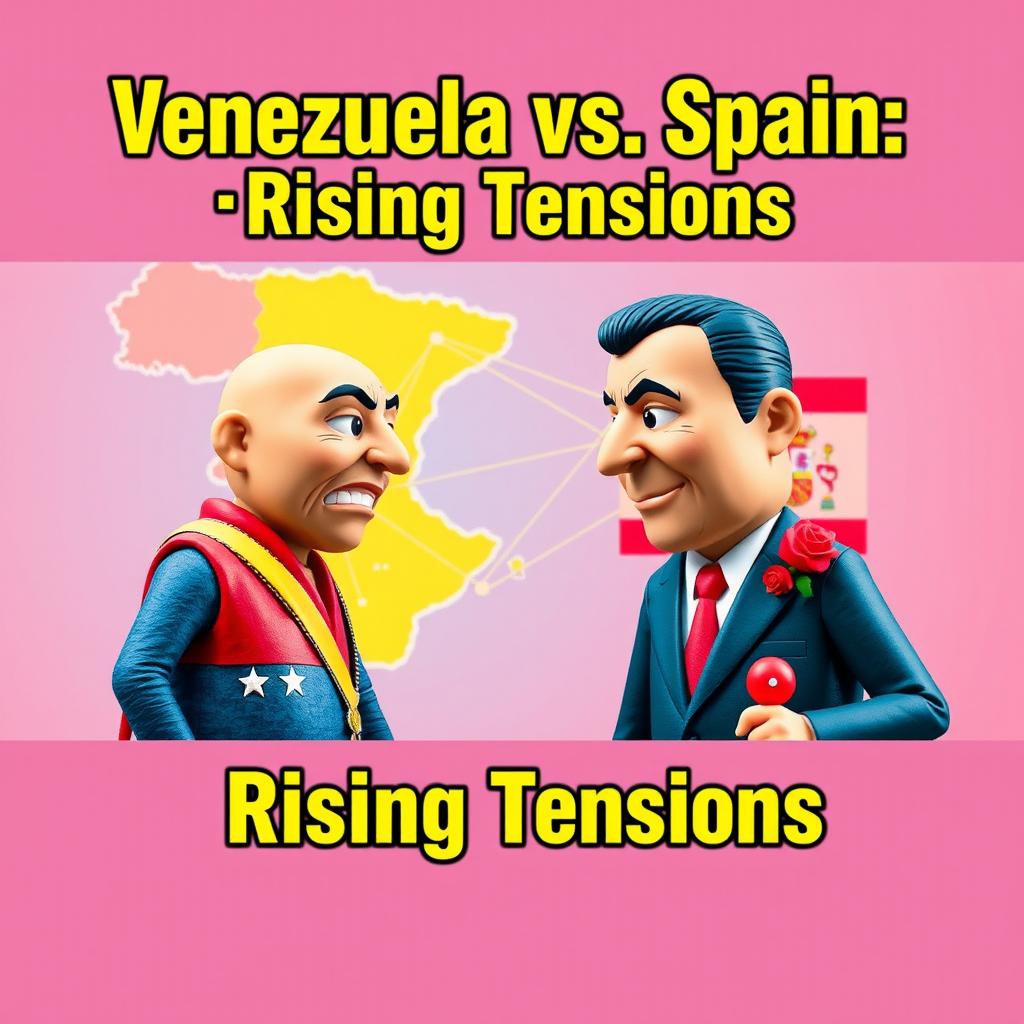 A compelling YouTube thumbnail illustrating the geopolitical tensions between Venezuela and Spain