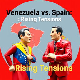 A compelling YouTube thumbnail illustrating the geopolitical tensions between Venezuela and Spain