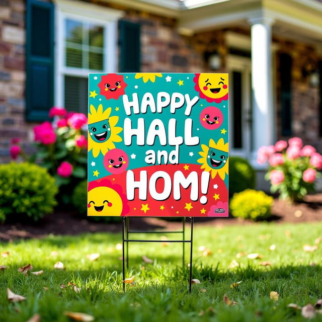 A vibrant and playful yard sign that captures the attention with bold, eye-catching colors and dynamic design elements