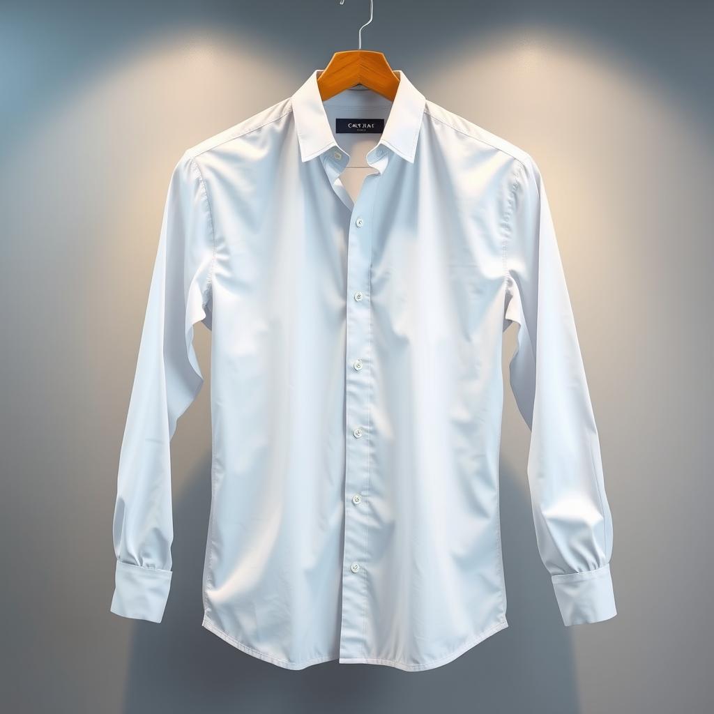 A corporate shirt with a sleek, modern design, featuring crisp lines and a professional cut