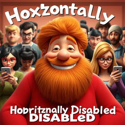 A Disney Pixar style render featuring a jovial, big fat ginger man with a beard centered in the image