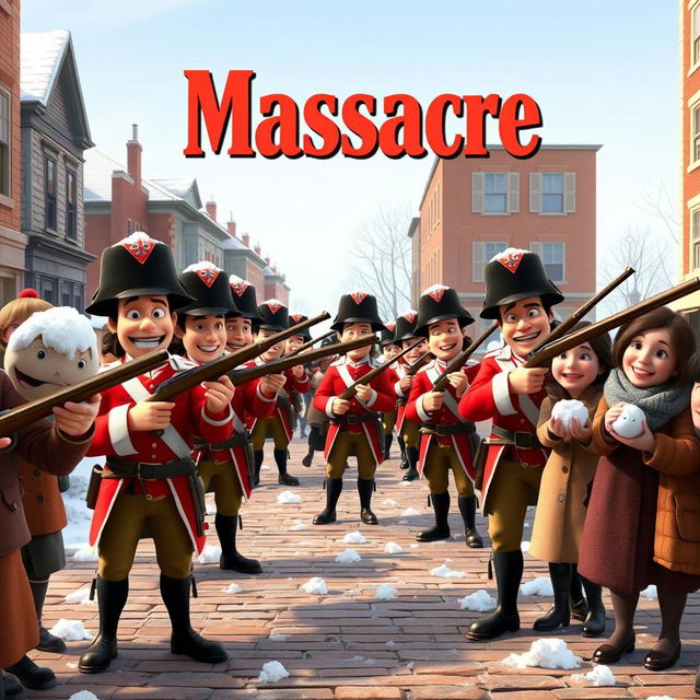 A Pixar-style movie poster set in 18th century Boston