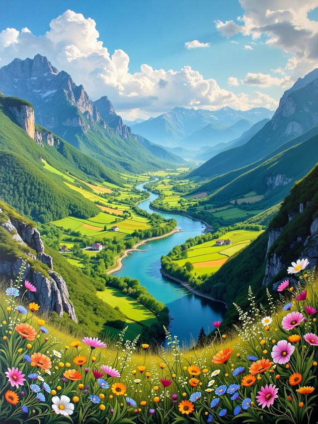 A stunning and detailed depiction of a beautiful landscape captured in a photo and then printed onto canvas