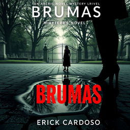 Book cover art for a mystery novel titled 'BRUMAS' by author 'ERICK CARDOSO'